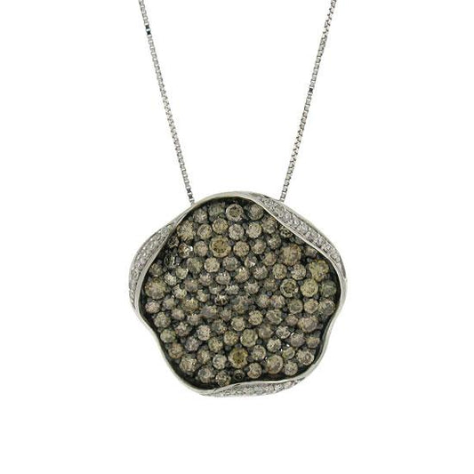 14k White Gold White & Champagne Diamond Pendant - 2.14ct