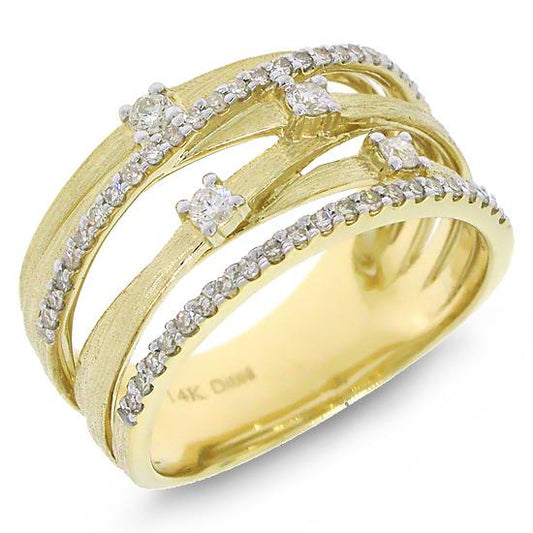 14k Yellow Gold Diamond Bridge Ring - 0.40ct