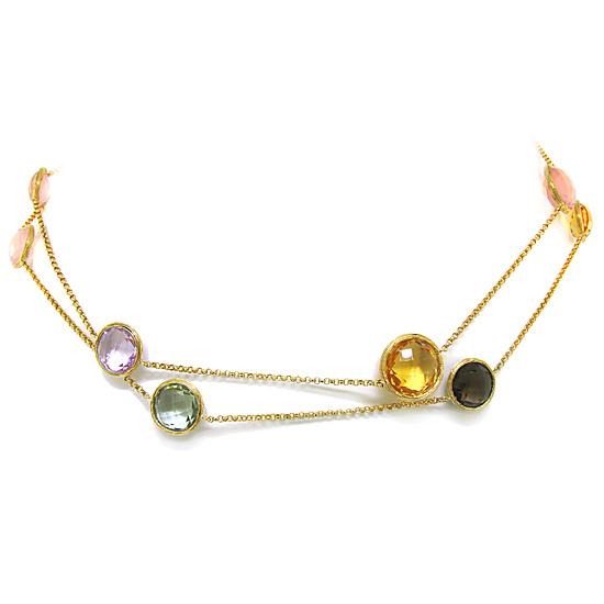 14k Yellow Gold Multi-color Stone Necklace - 70.64ct