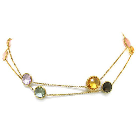14k Yellow Gold Multi-color Stone Necklace - 70.64ct