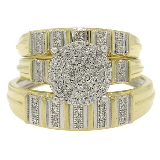 14k White Gold Diamond Trio Set Pave - 0.31ct