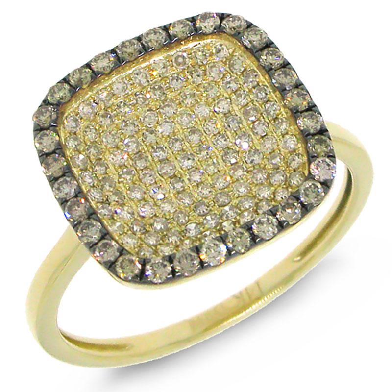 14k Yellow Gold White & Champagne Diamond Ring - 0.60ct