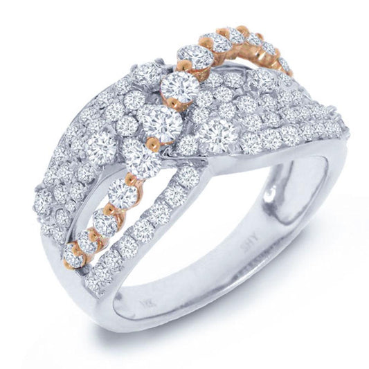 18k Two-tone Rose Gold Diamond Bridge Ring - 1.51ct