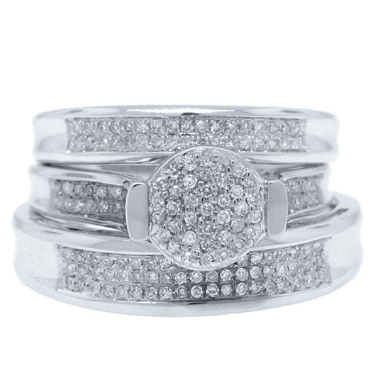 14k White Gold Diamond Trio Set Pave - 0.39ct