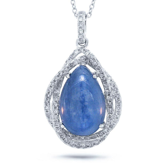 Diamond & 4.02ct Kyanite 14k White Gold Pendant - 0.25ct