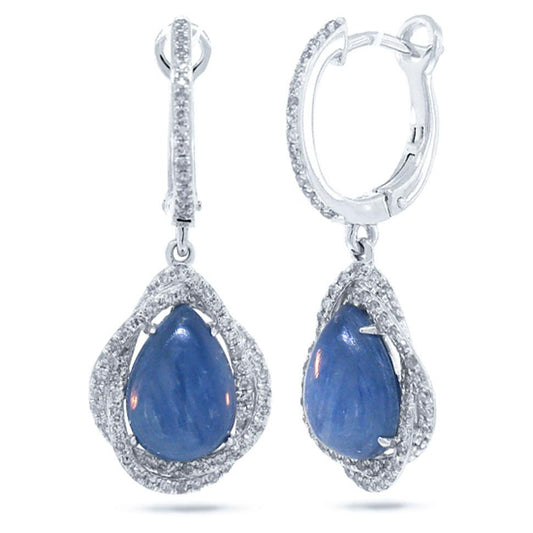 Diamond & 5.44ct Kyanite 14k White Gold Earring - 0.48ct