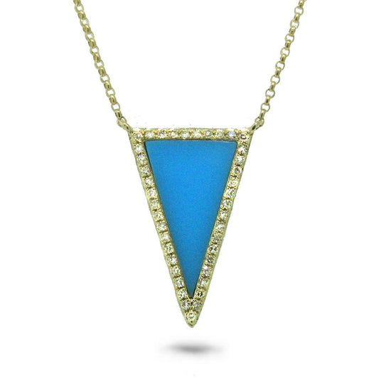 Diamond & 0.70ct Composite Turquoise 14k Yellow Gold Necklace