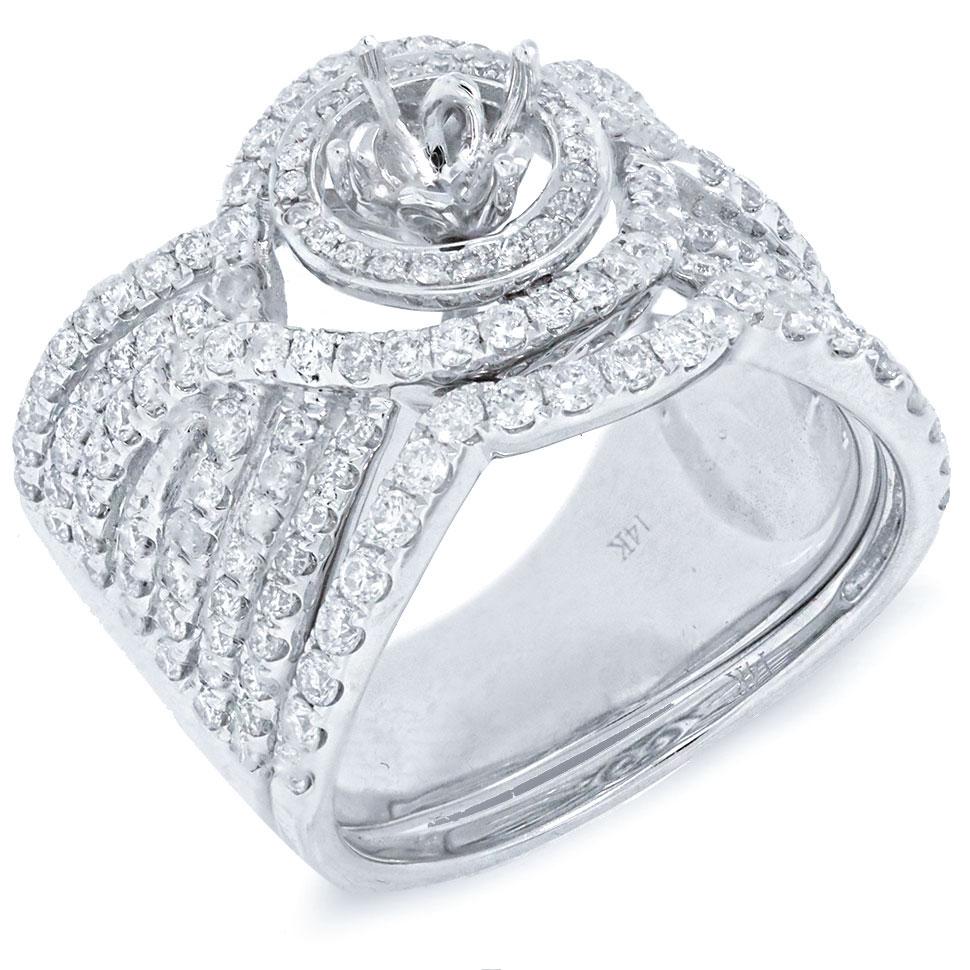 14k White Gold Diamond Semi-mount Ring 2-pc - 1.32ct