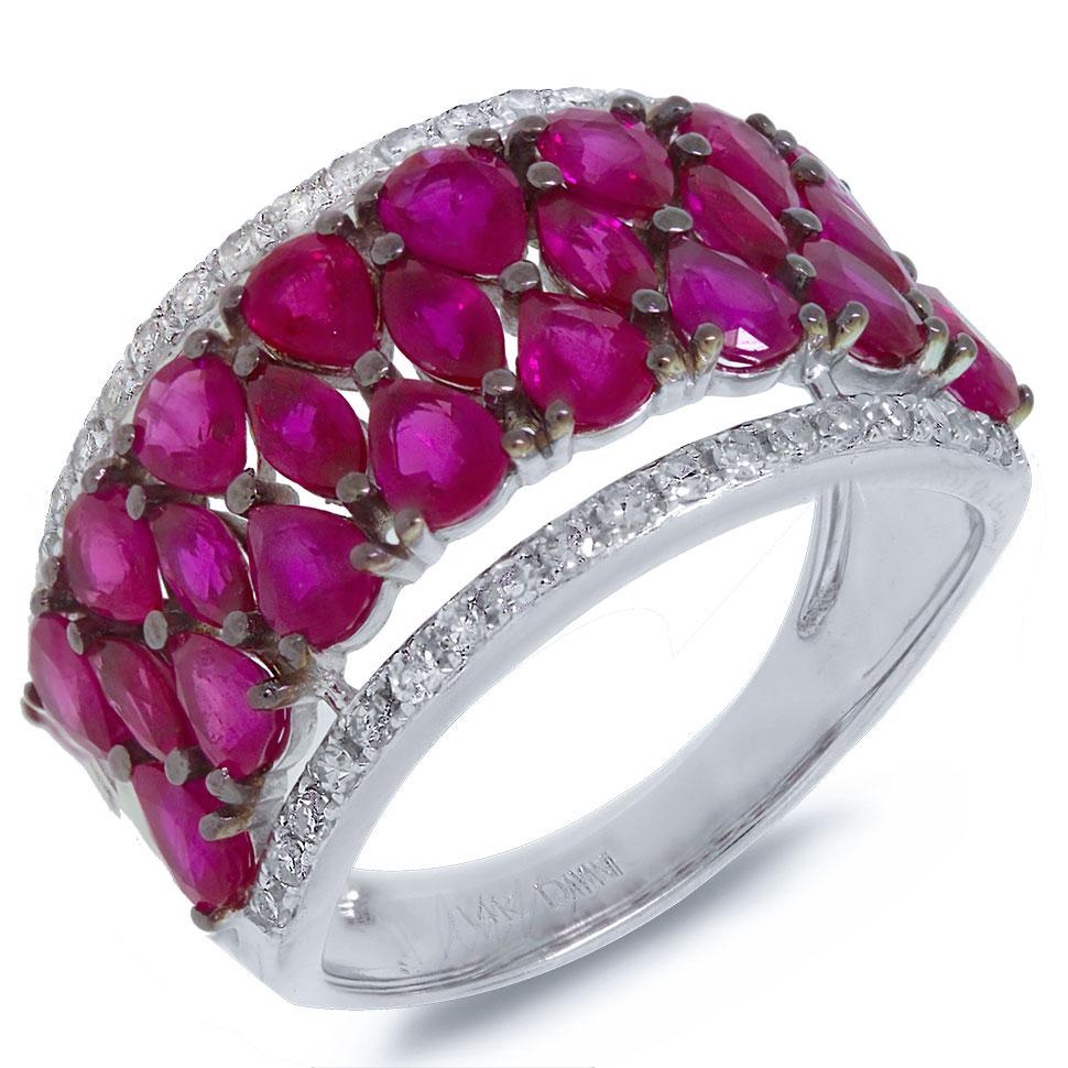Diamond & 3.63ct Pink Sapphire 14k White Gold Ring - 0.31ct