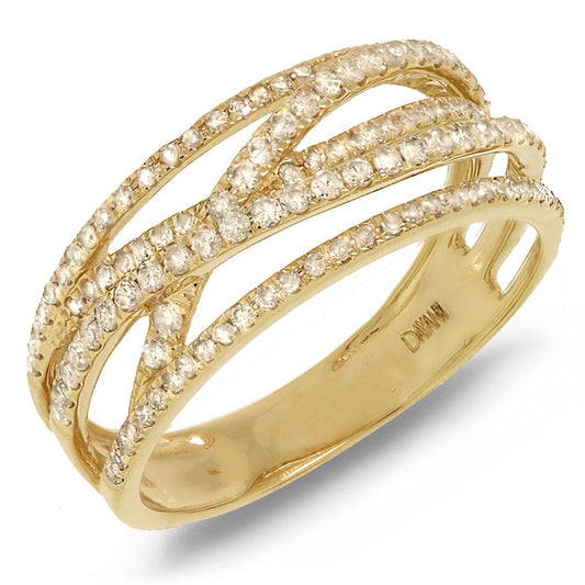 14k Yellow Gold Diamond Bridge Ring - 0.50ct