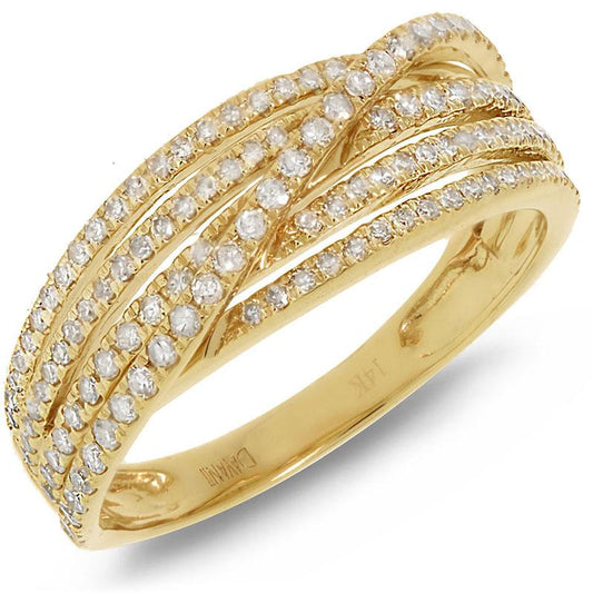 14k Yellow Gold Diamond Bridge Ring - 0.49ct