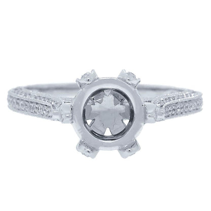 14k White Gold Diamond Semi-mount Ring - 0.48ct