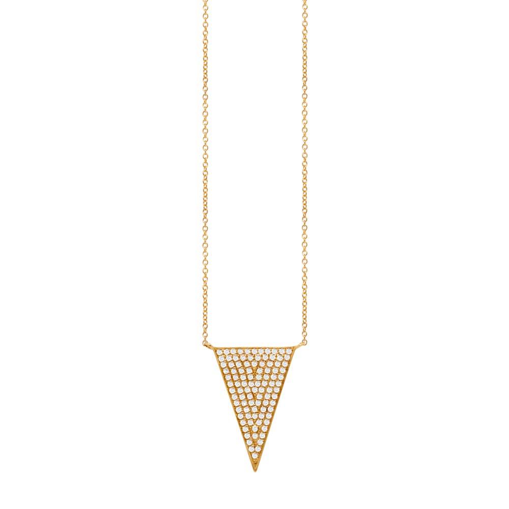 14k Yellow Gold Diamond Pave Triangle Necklace - 0.27ct