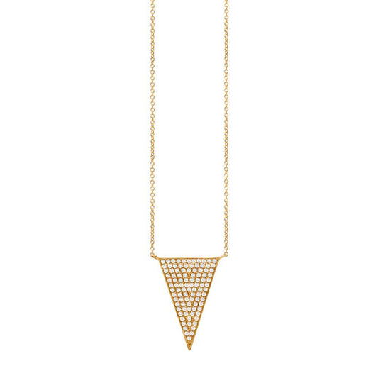 14k Yellow Gold Diamond Pave Triangle Necklace - 0.27ct
