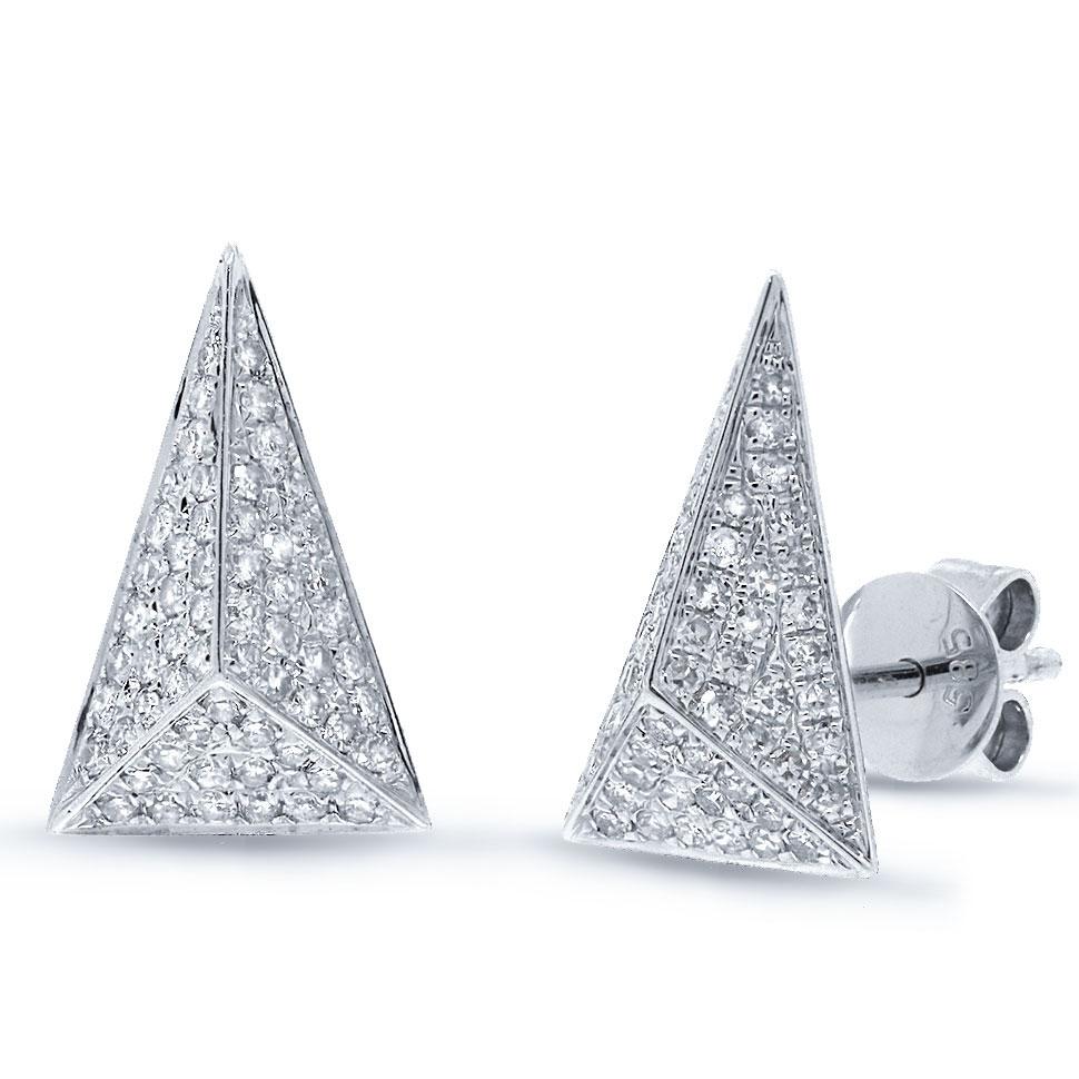 14k White Gold Diamond Pave Pyramid Earring - 0.34ct