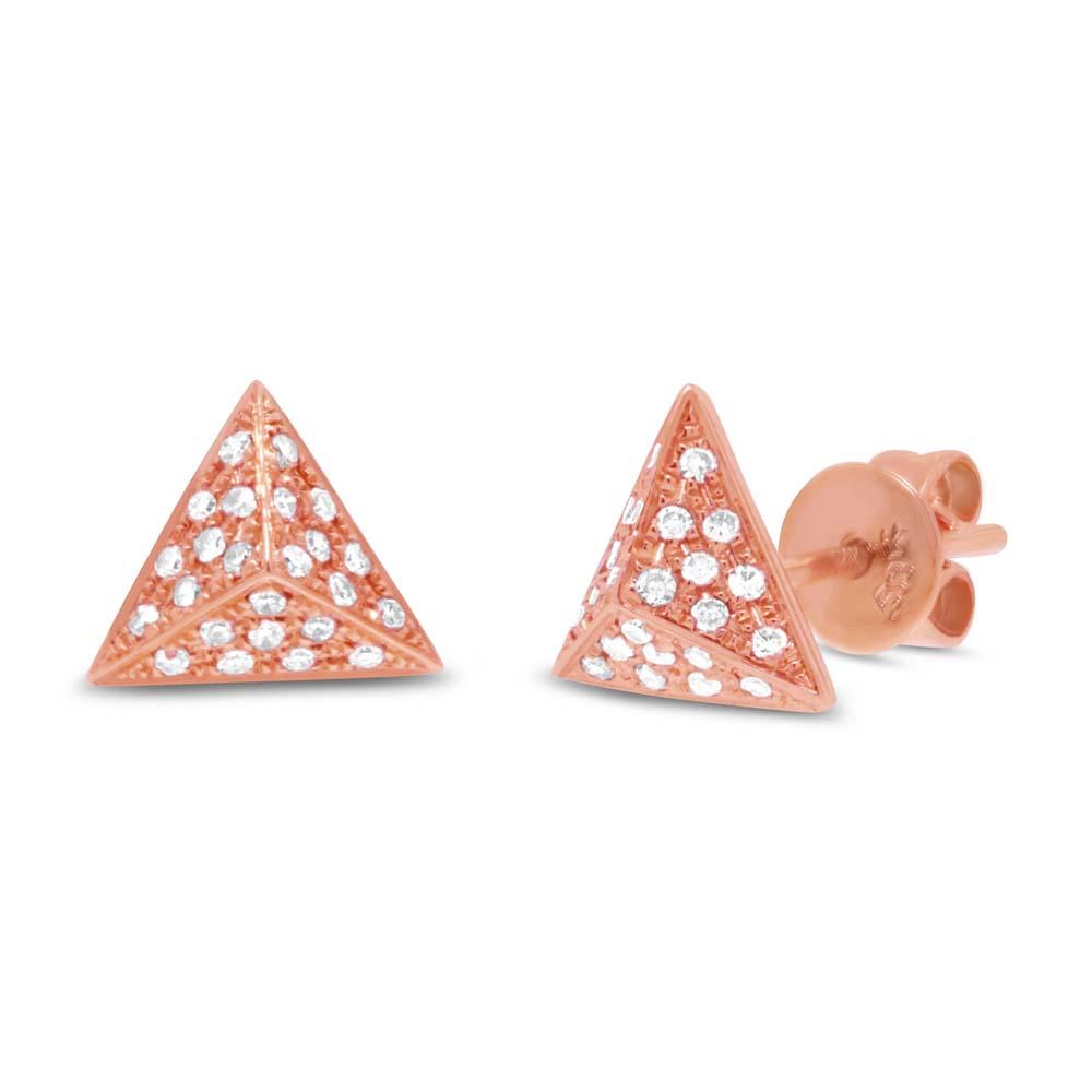 14k Rose Gold Diamond Pave Pyramid Earring - 0.16ct