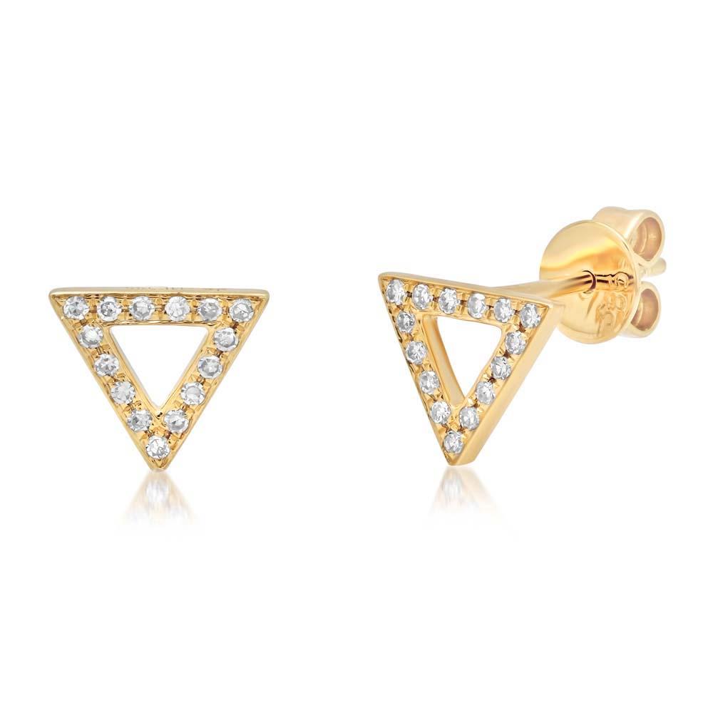 14k Yellow Gold Diamond Triangle Earring - 0.10ct