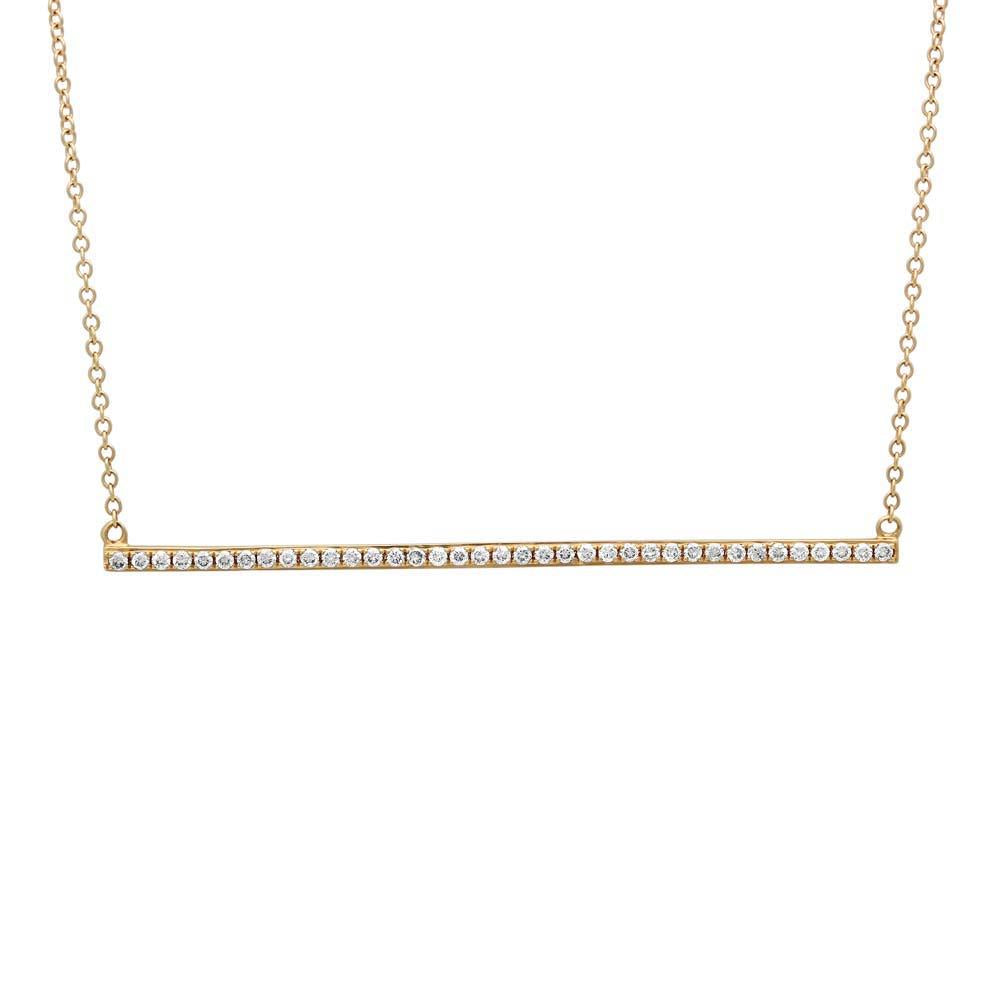 14k Yellow Gold Diamond Bar Necklace