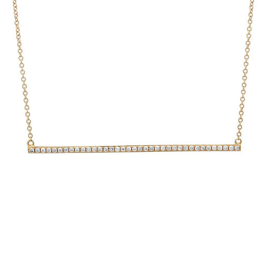 14k Yellow Gold Diamond Bar Necklace