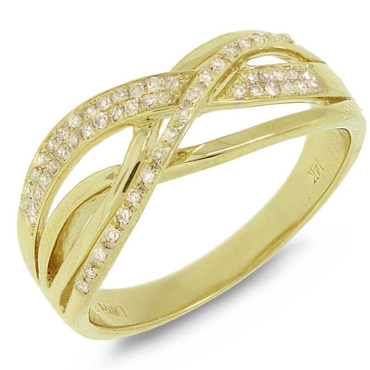 14k Yellow Gold Diamond Bridge Ring - 0.15ct
