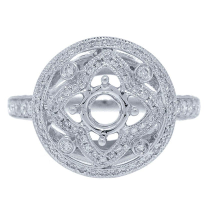 14k White Gold Diamond Semi-mount Ring - 0.66ct