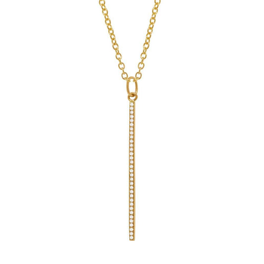 14k Yellow Gold Diamond Bar Pendant