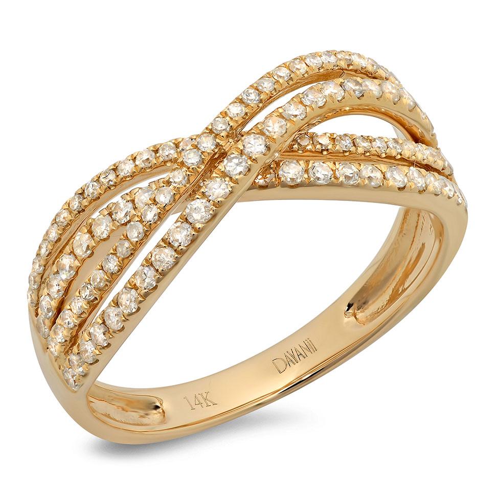 14k Yellow Gold Diamond Bridge Ring - 0.48ct