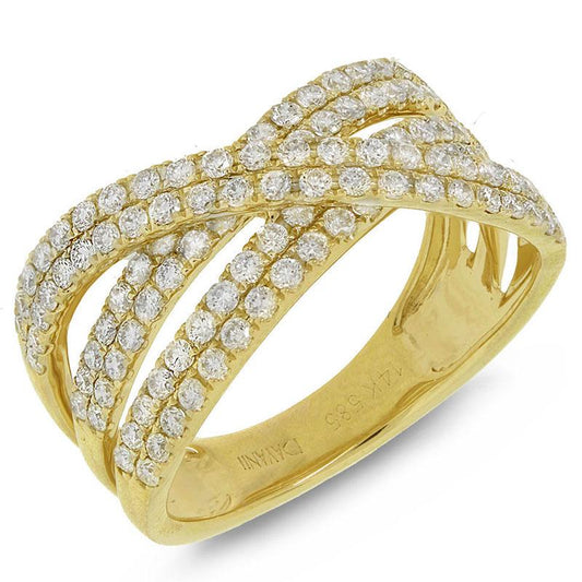 14k Yellow Gold Diamond Bridge Ring - 1.18ct