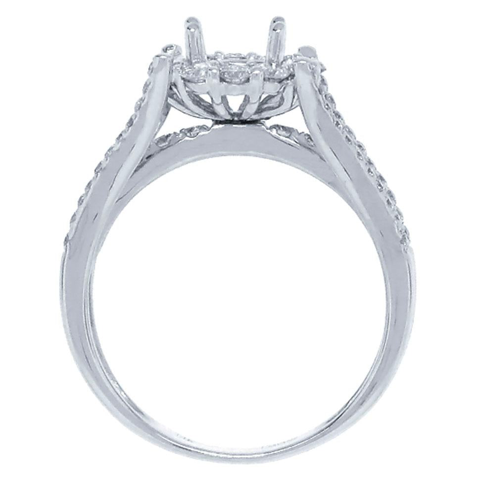 14k White Gold Diamond Semi-mount Ring - 0.94ct