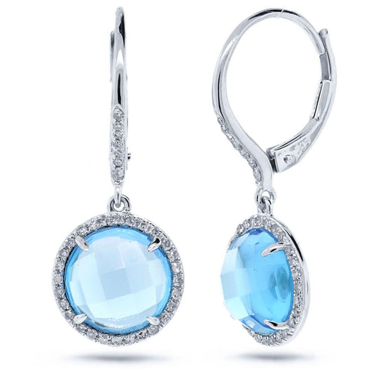 Diamond & 6.36ct Blue Topaz 14k White Gold Earring - 0.21ct