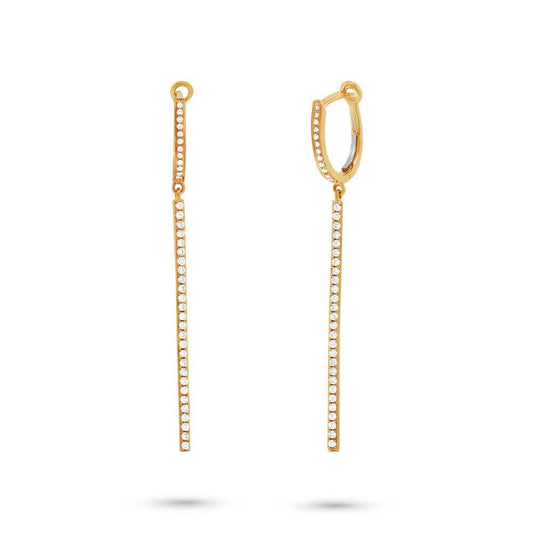 14k Yellow Gold Diamond Bar Earring