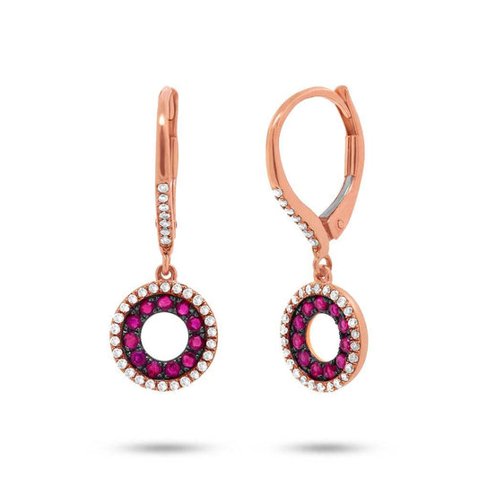 Diamond & 0.37ct Ruby 14k Rose Gold Earring