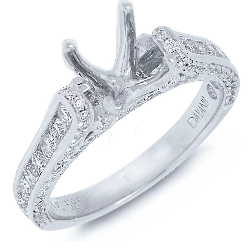 14k White Gold Diamond Semi-mount Ring - 0.90ct