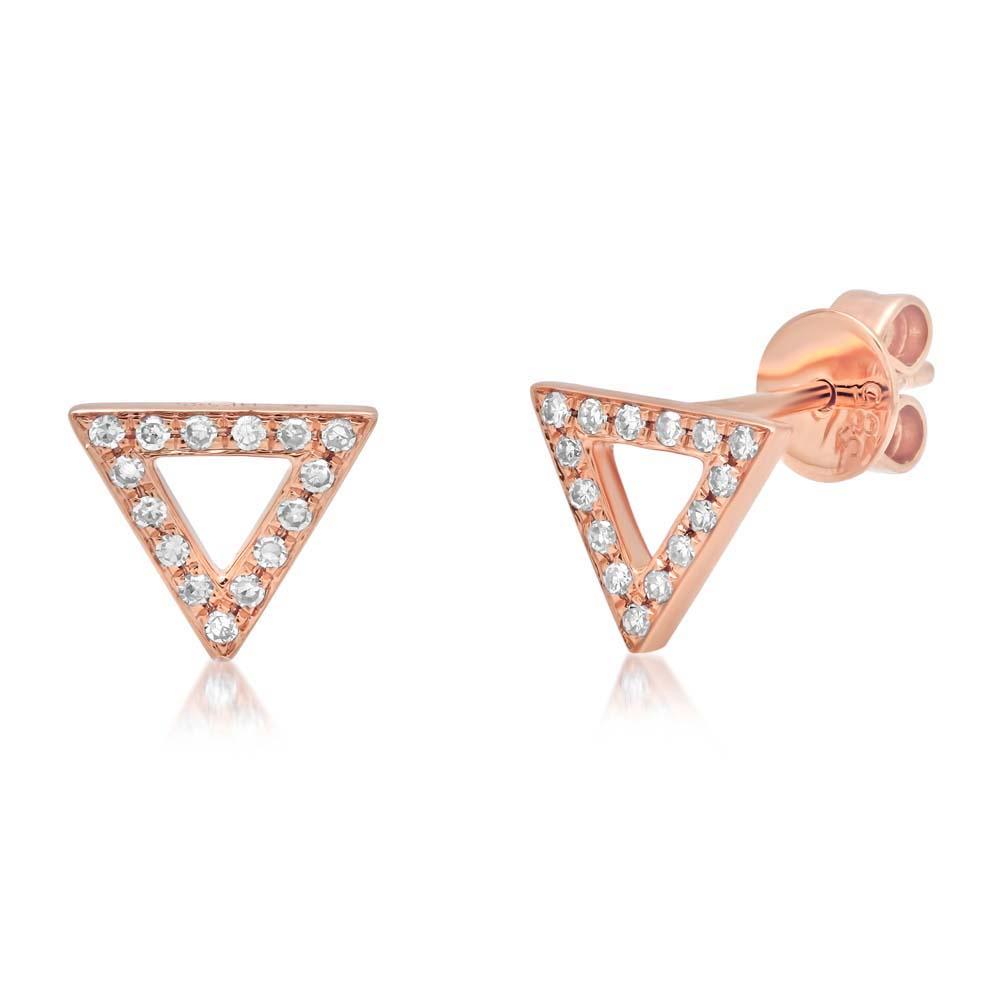14k Rose Gold Diamond Triangle Earring - 0.10ct