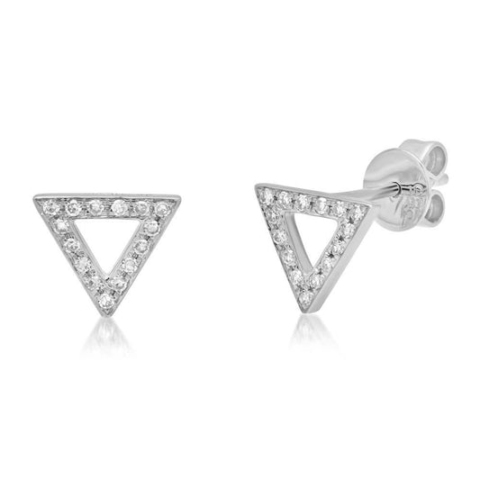 14k White Gold Diamond Triangle Earring - 0.10ct