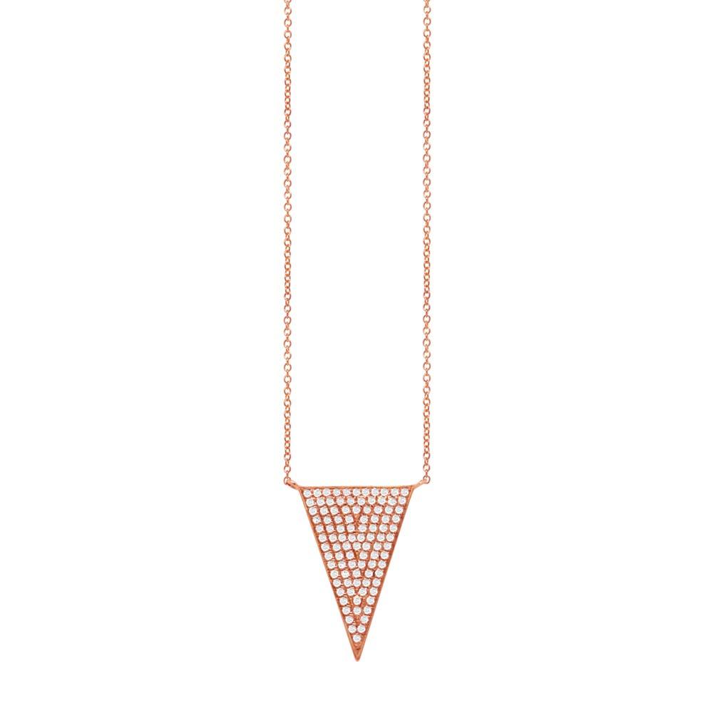 14k Rose Gold Diamond Pave Triangle Necklace - 0.27ct