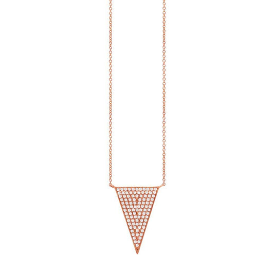 14k Rose Gold Diamond Pave Triangle Necklace - 0.27ct