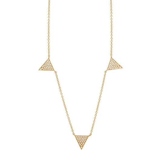 14k Yellow Gold Diamond Pave Triangle Necklace - 0.23ct