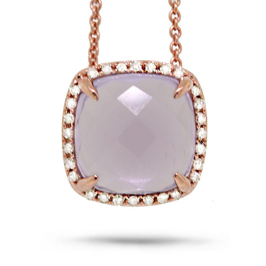 Diamond & 2.76ct Amethyst 14k Rose Gold Pendant - 0.09ct