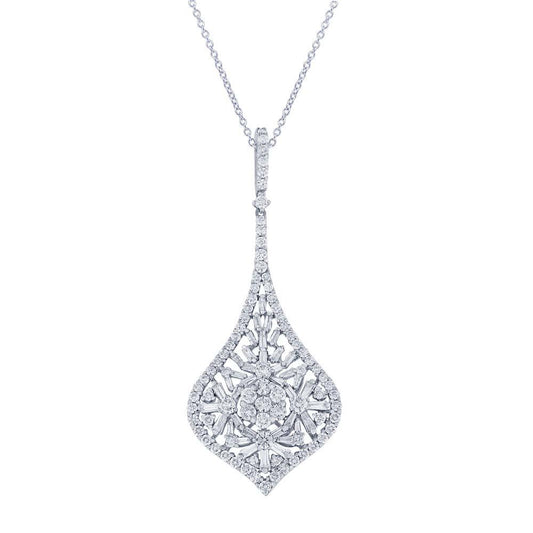 18k White Gold Diamond Pendant - 3.40ct