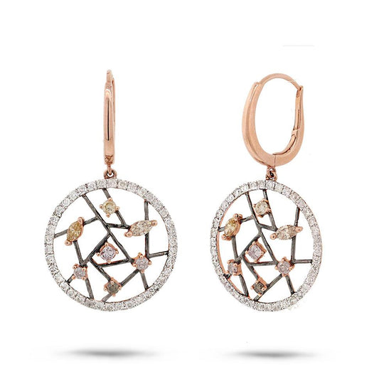 18k Rose Gold Fancy Color Diamond Earring - 1.18ct