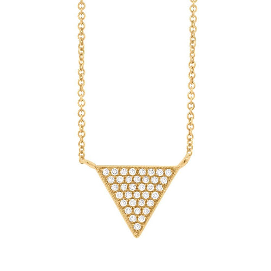 14k Yellow Gold Diamond Pave Triangle Pendant - 0.07ct