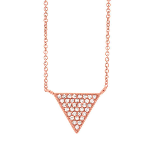 14k Rose Gold Diamond Pave Triangle Pendant - 0.07ct