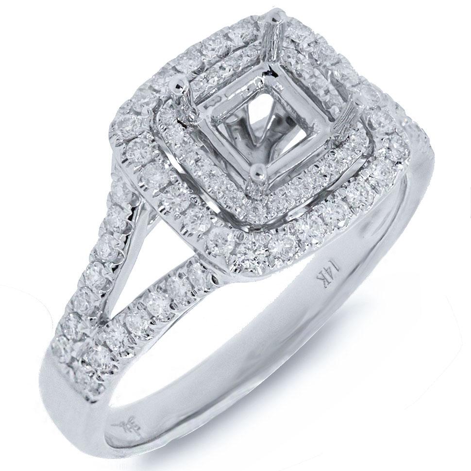 14k White Gold Diamond Semi-mount Ring - 0.57ct