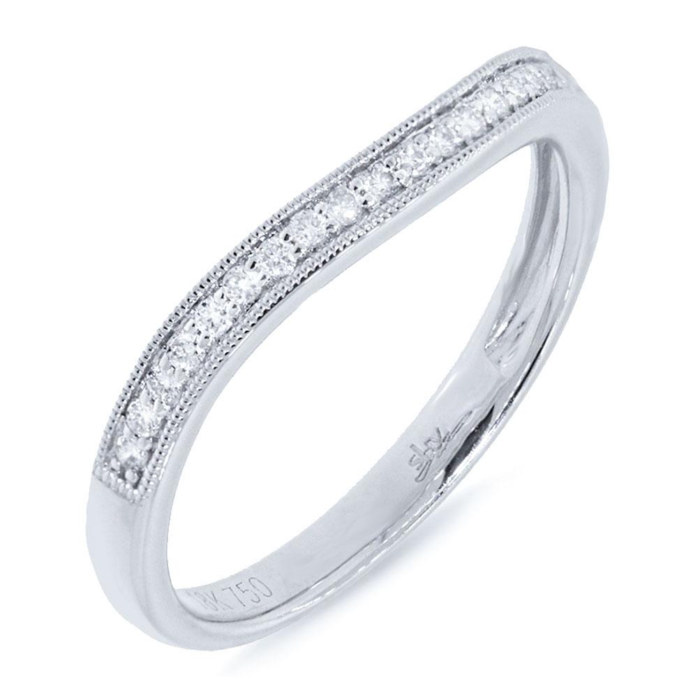 18k White Gold Diamond Lady's Curved Band - 0.15ct