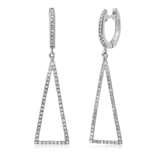 14k White Gold Diamond Triangle Earring - 0.43ct