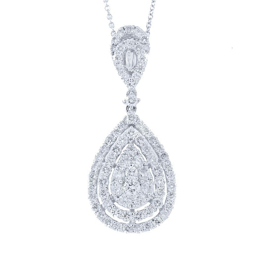 18k White Gold Diamond Pendant - 1.80ct