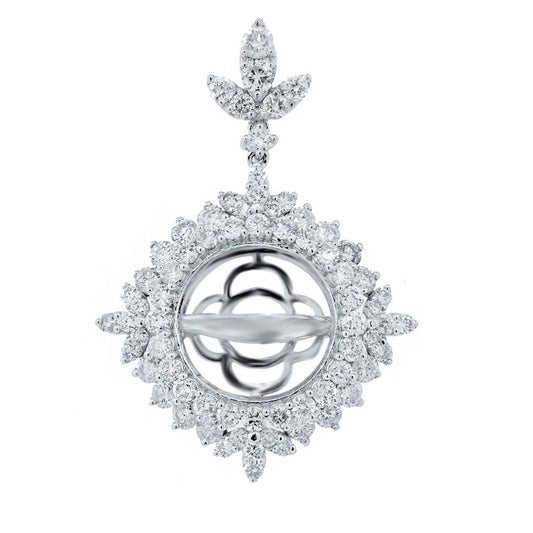 18k White Gold Diamond Semi-mount Pendant - 2.19ct