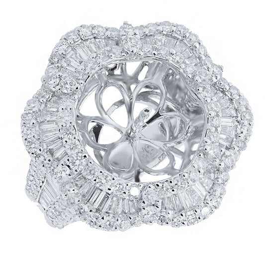 18k White Gold Diamond Semi-mount Ring - 3.42ct