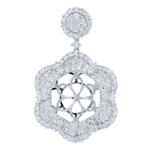 18k White Gold Diamond Semi-mount Pendant - 2.71ct